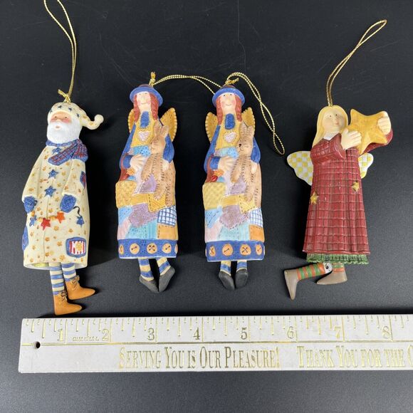 Christmas Angel Bell Ornaments Lang & Wise 1998 Ellen Stouffer Set of 4 First ED - Picture 2 of 16